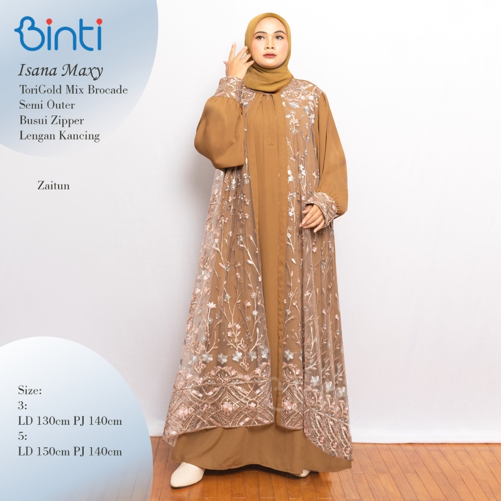 DRESS JUMBO LD 140 4XL XXXXL ISANA LD 130 3XL XXXL WULAN BAHAN KATUN PREMIUM BORDIR By BINTI / GAMIS