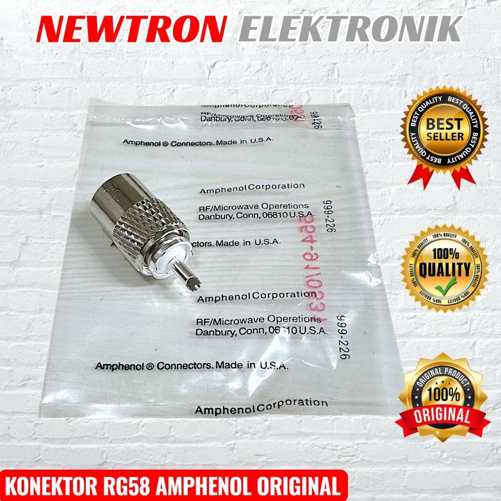 Konektor RG58 AMPHENOL ORIGINAL Asli PL259 untuk Kabel Antena RG-58 Ori PL Male