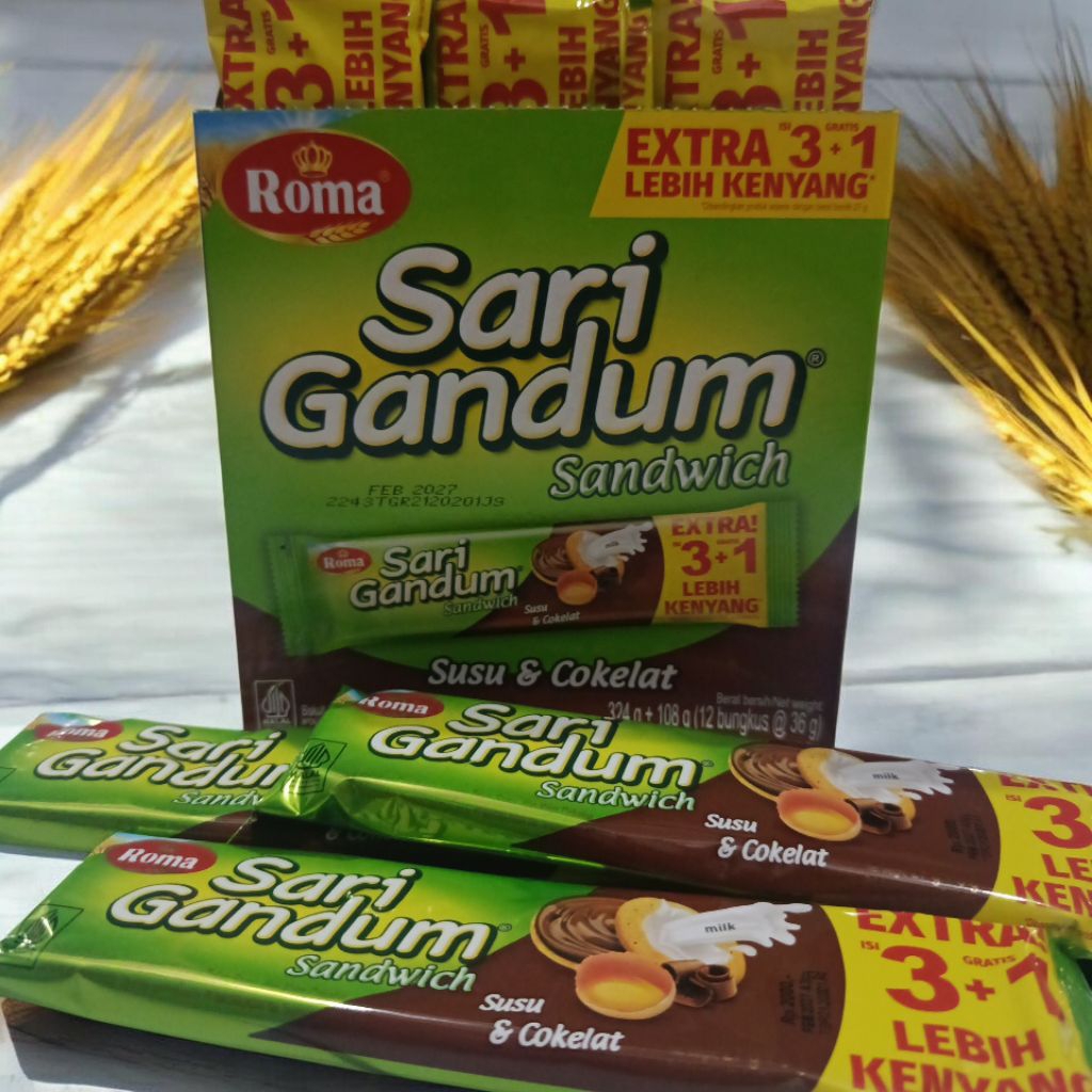 Termurah,harga Grosir, 12 Pcs Biskuit Sandwich Roma Sari Gandum Rasa Susu Cokelat, Peanut Butter, Ka