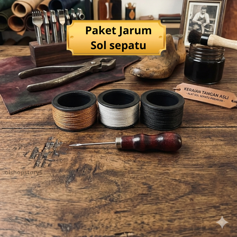 Jarum Jahit Sepatu / Benang Nilon / Jarum Jahit Sandal Sepatu / Alat Jahit Sol Sandal Sepatu B