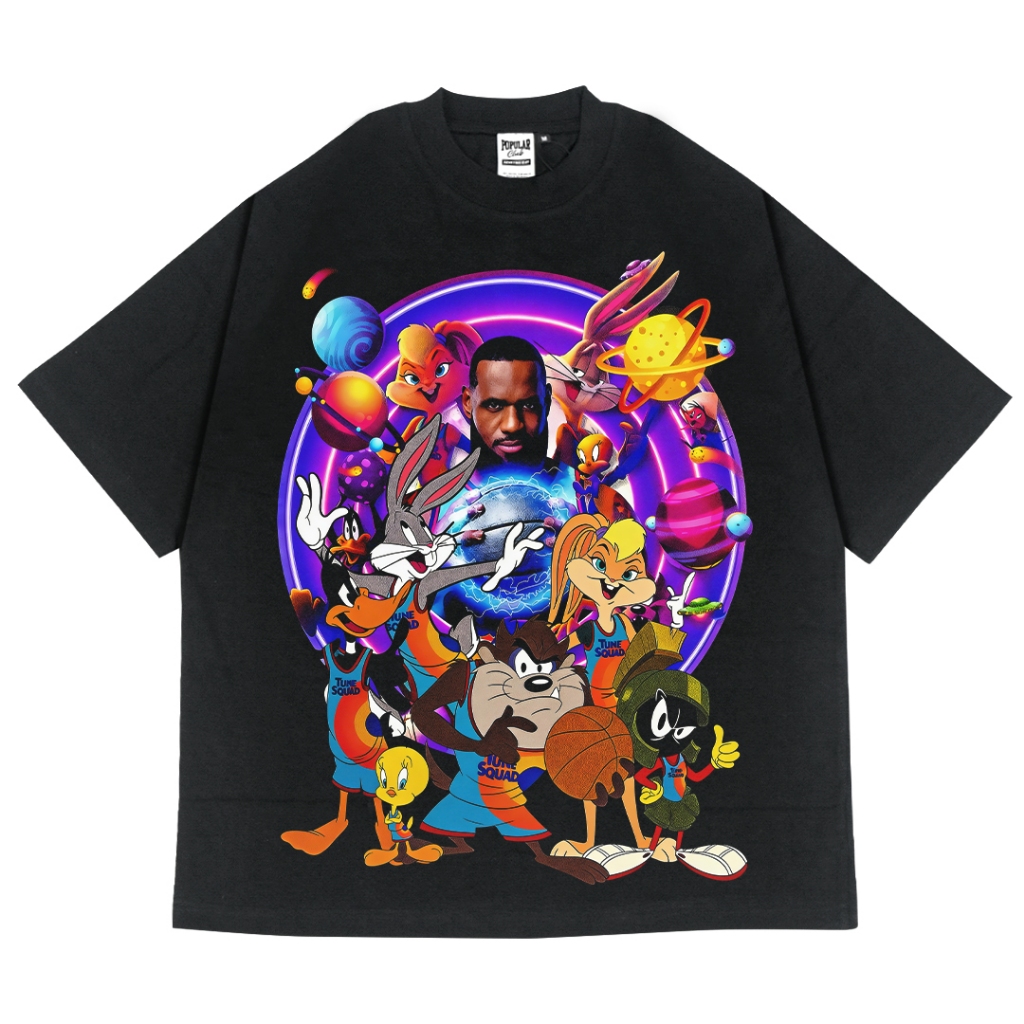 Tune Squad with Lebron James Oversized Vintage T-Shirt – Black