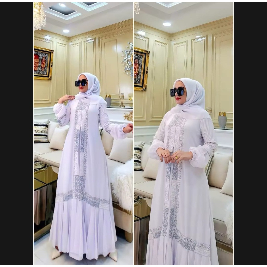 Zifa Fashion || Rumeysha Dress Abaya Putih || Arabian Gamis Turkey Putih || Abaya Gamis Jersey Mix C