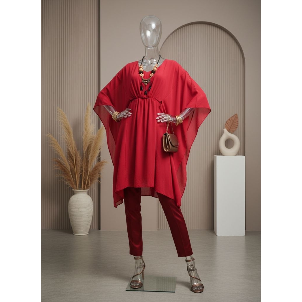 Tunik kaftan merah maroon