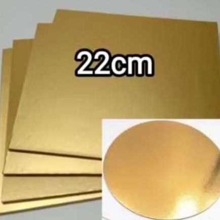 tatakan alas kue tart persegi dan bulat gold 22cm