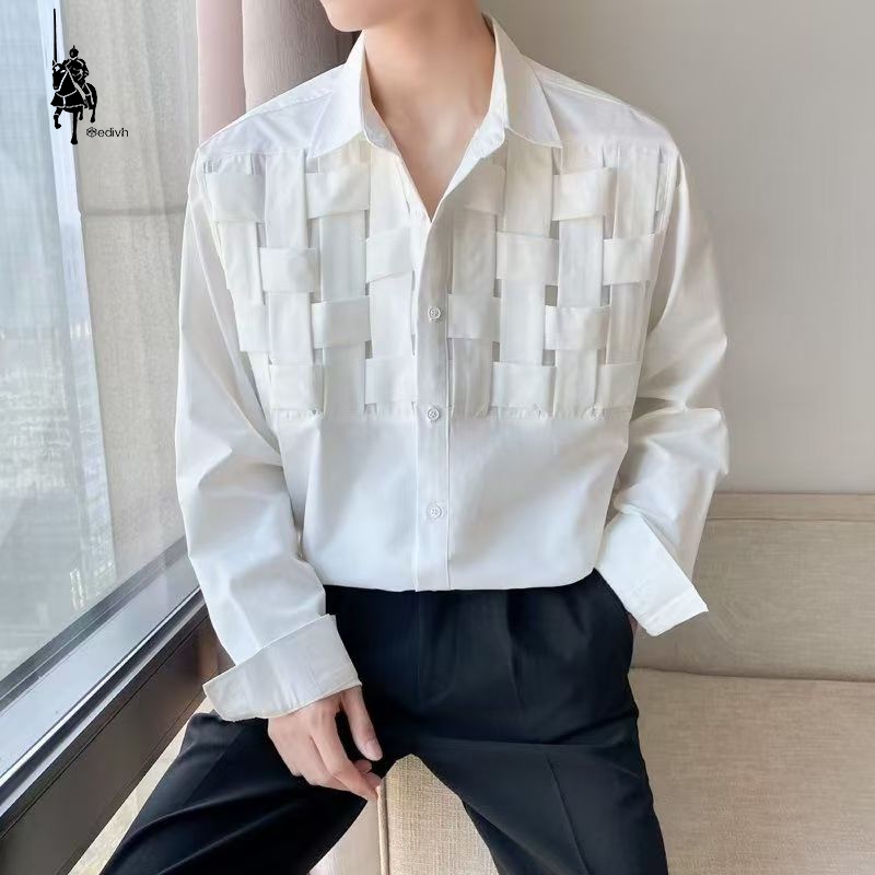 Medivh Kemeja Hitam Lengan Panjang Pria/Kemeja Pria Korean Style/Vintage Shirt/Kemeja Santai Pria/pu