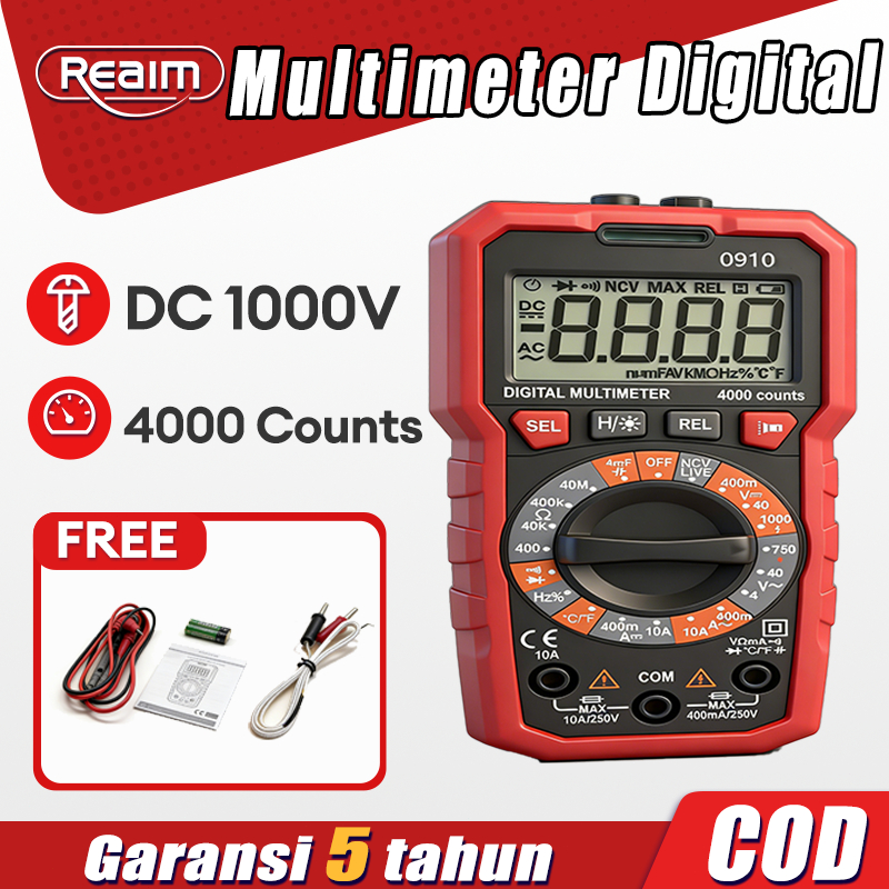 REAIM Multitester Digital Otomatis 4000 COUNTS Avometer Digital Dapat Mengukur Suhu