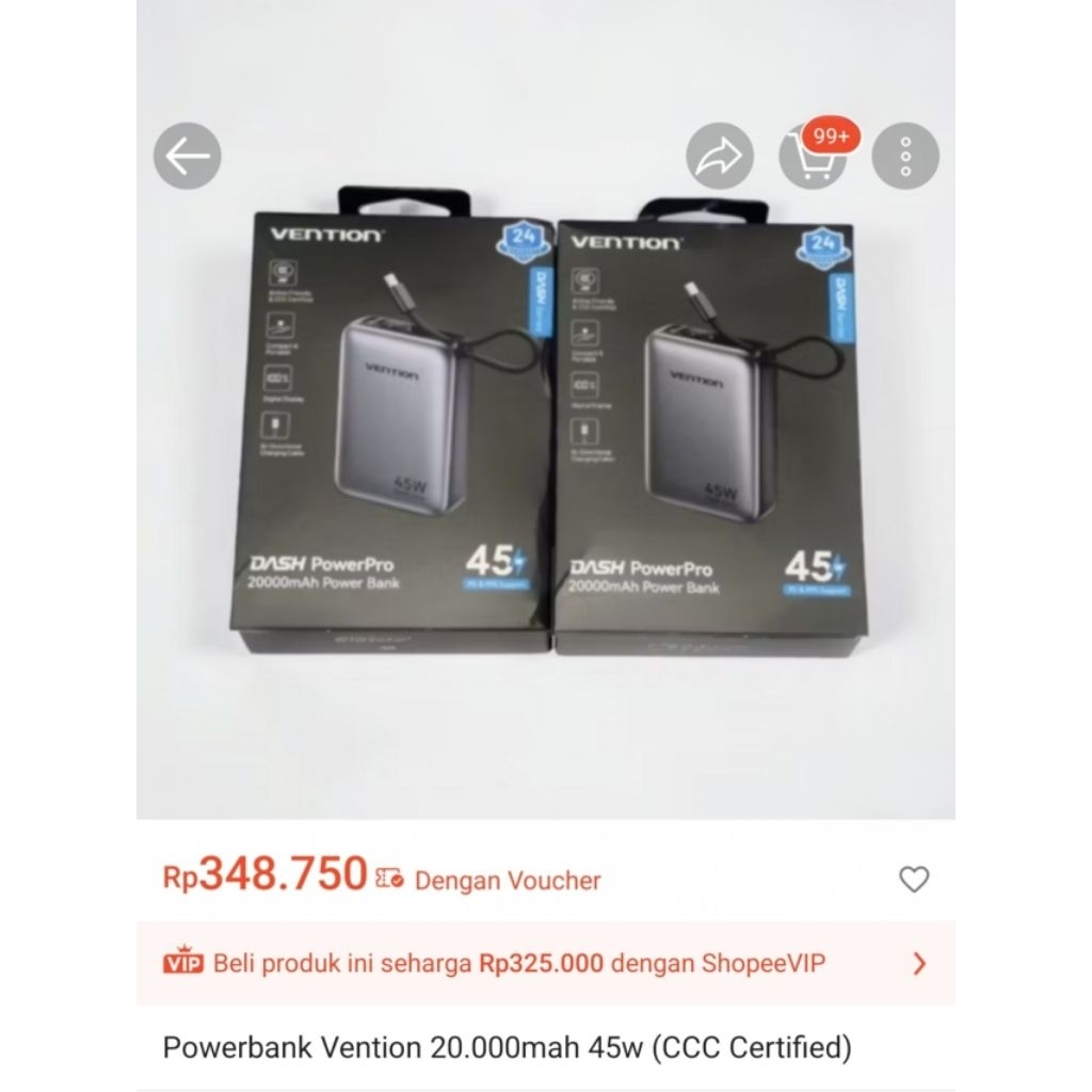 Powerbank Vention 20.000mah 45w (CCC Certified)