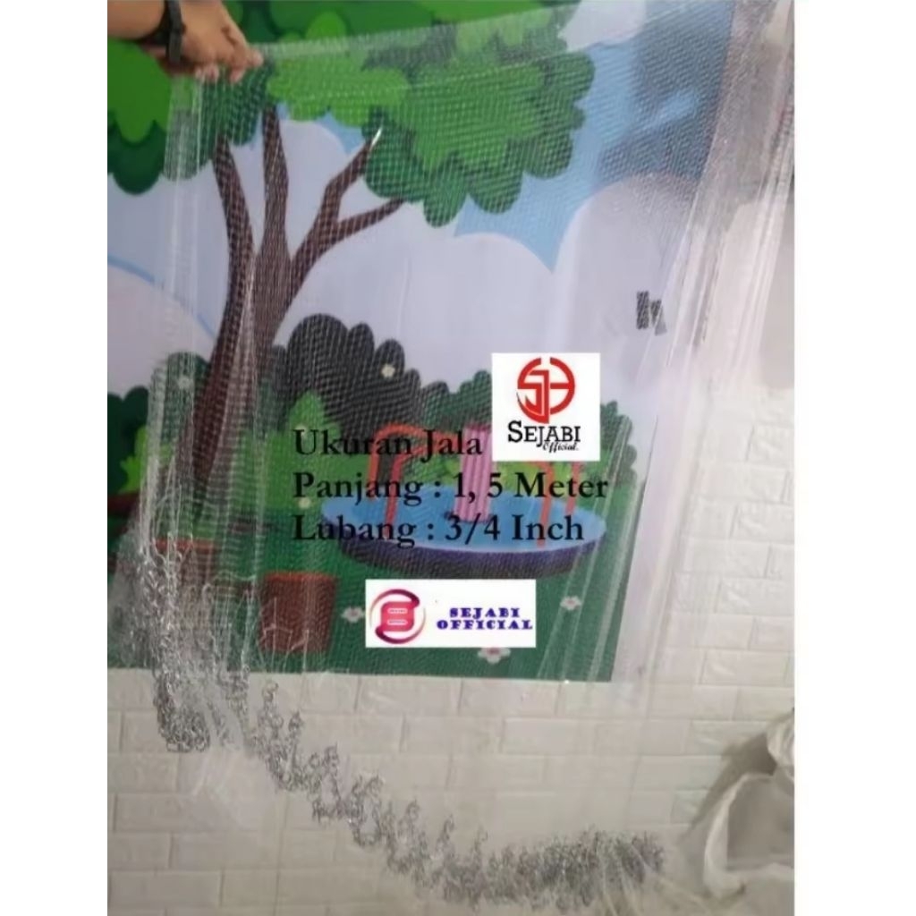 (Sejabi) Termurah Jala Lempar Ikan 3/4 Inch Tinggi 1,5 Meter Bahan Senar/Tansi