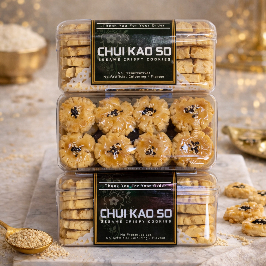 CHUI KAO SO Wijen Premium Butter Renyah Gurih dan Crunchy | Kue Kering Spesial Lebaran | Kemasan Toples Hardtop 350gr dan Jar 750ml by RaMaChef
