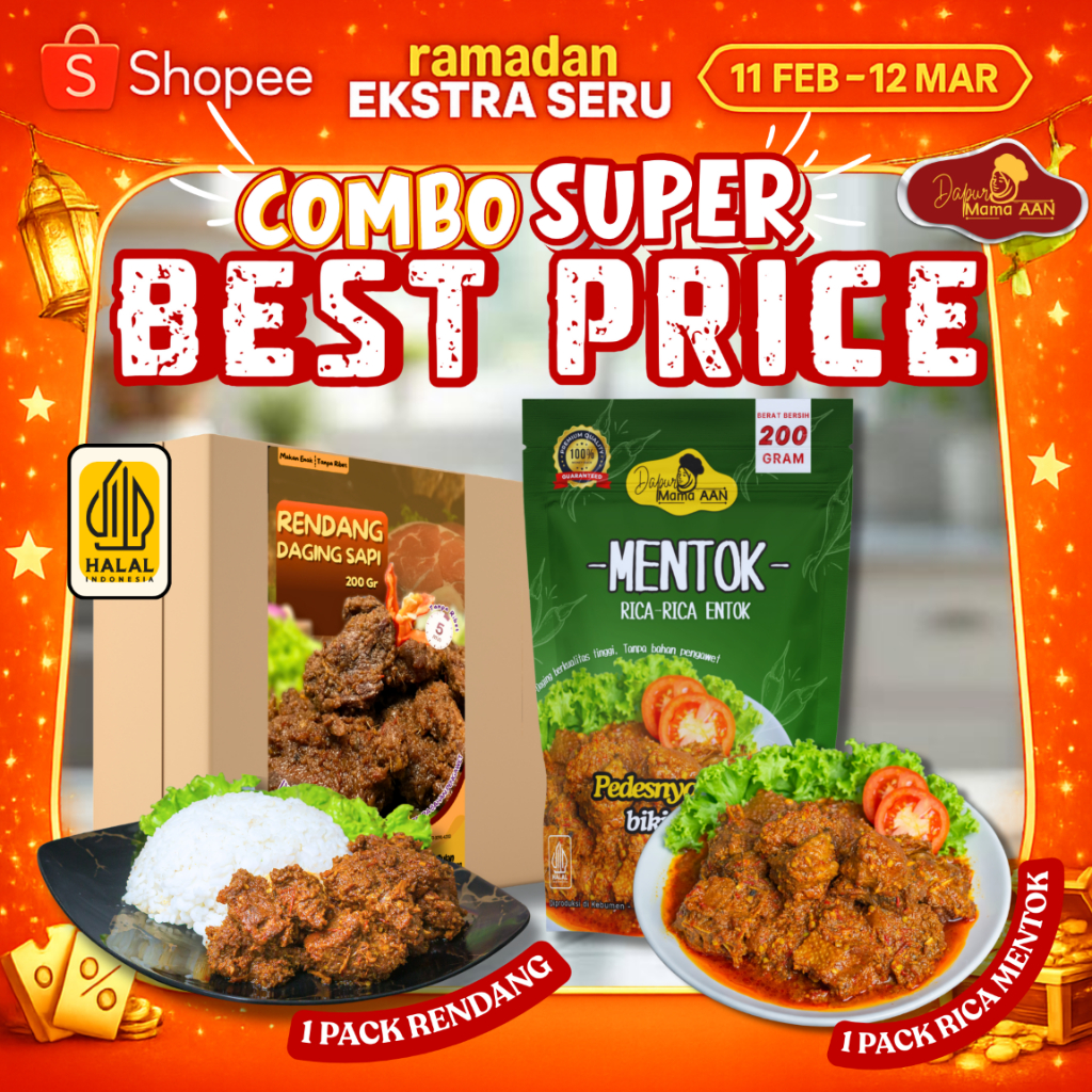Combo Rendang Sapi + Rica Mentok Siap Makan - Dapur Mama Aan