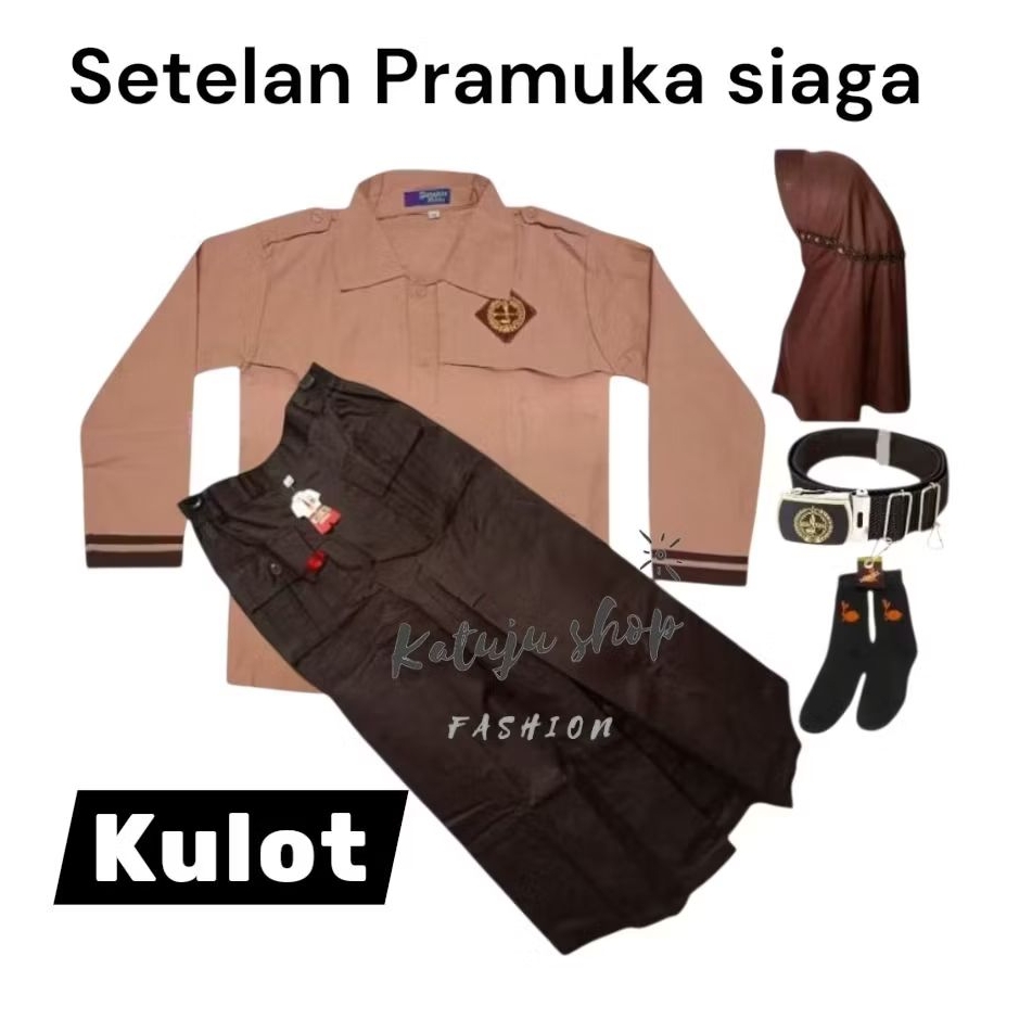 Setelan pramuka siaga panjang rok kulot usia 6-13 tahun setelan baju siaga panjang rok kulot