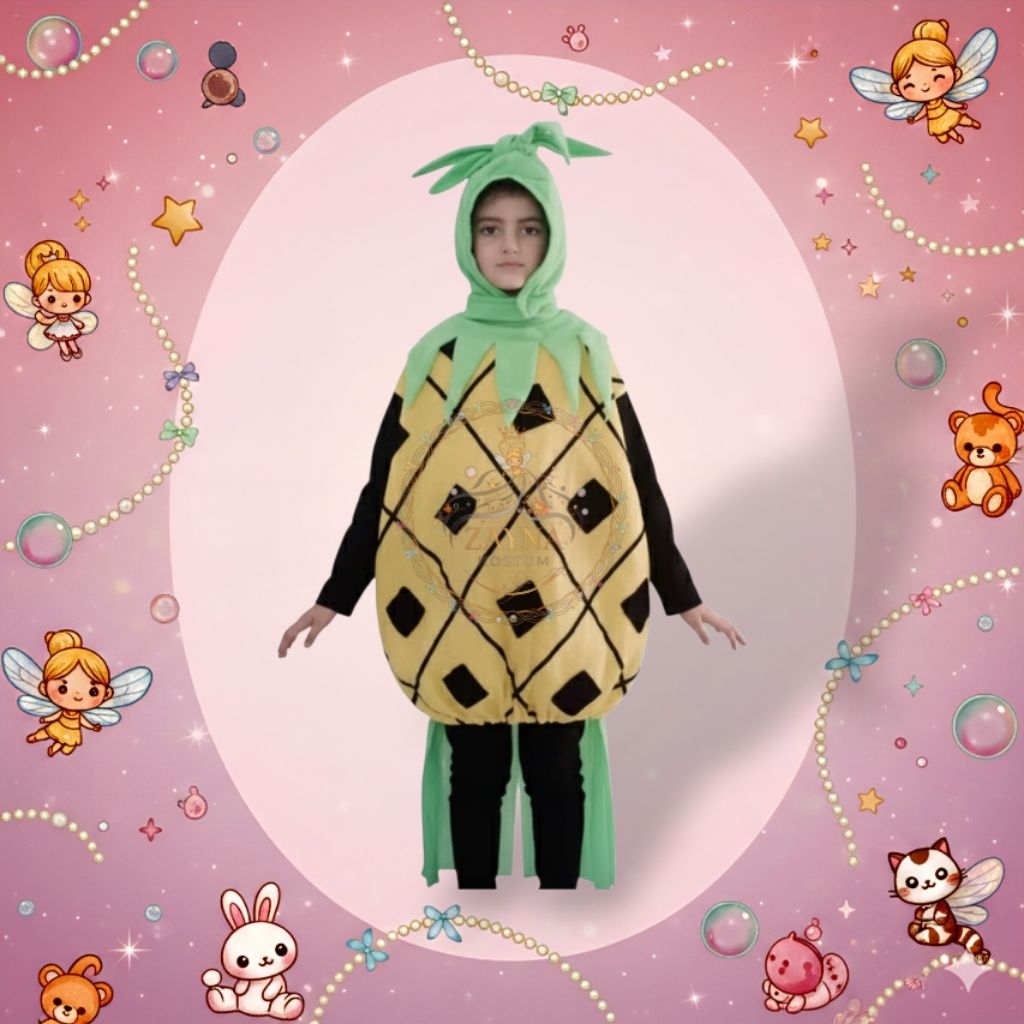 BAJU KOSTUM ONESIE BUAH BUAHAN NANAS/KOSTUM ANAK DAN KOSTUM DEWASA/BAJU KOSTUM CARNAVAL DAN PENTAS S