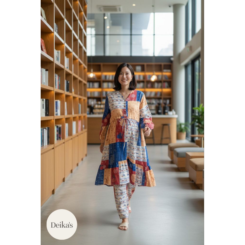 Setelan Tunik etnik bangkok bahan Maxmara luxury premium