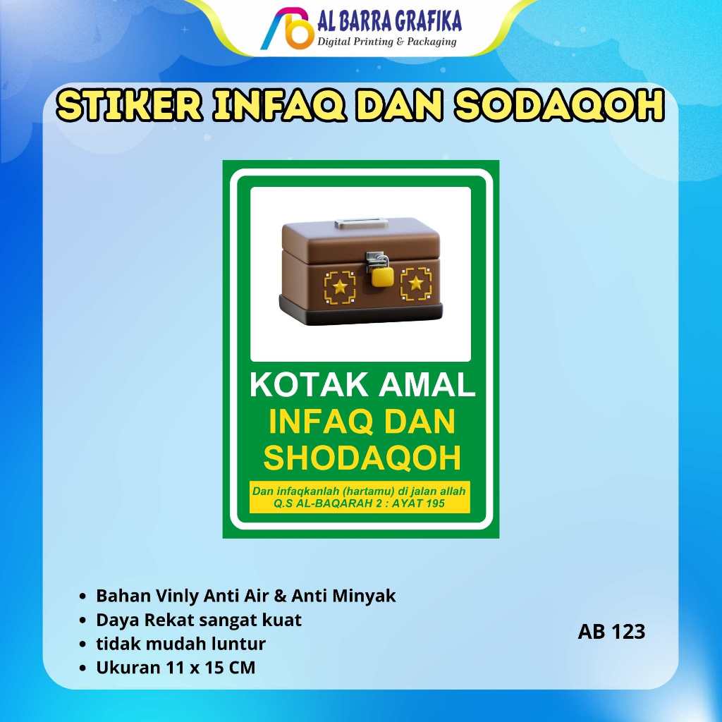 STIKER KOTAK AMAL INFAQ DAN SHODAQOH | BAHAN VINYL + LAMINASI