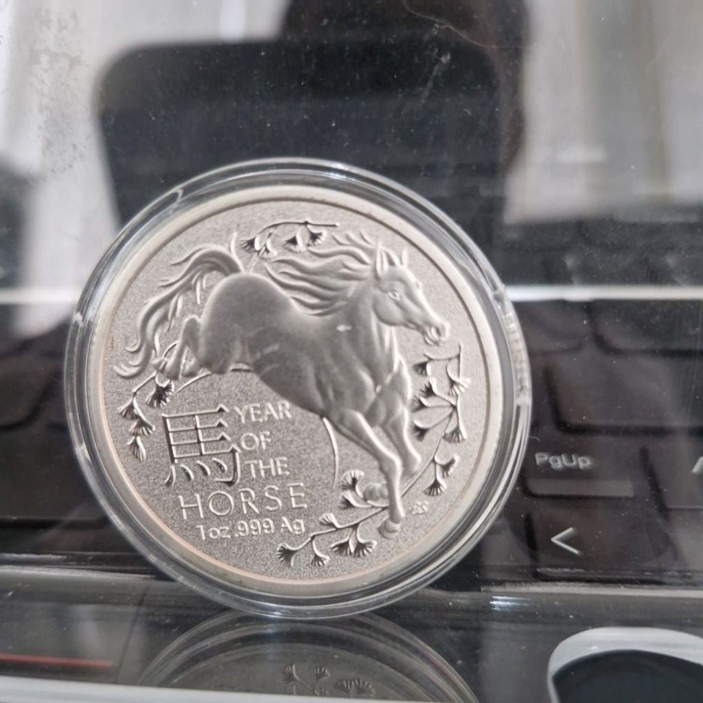 Koin Perak 1 oz American Silver Eagle ASE Canadian Maple Leaf, Africa Wildlife elephant, Year Lunar 