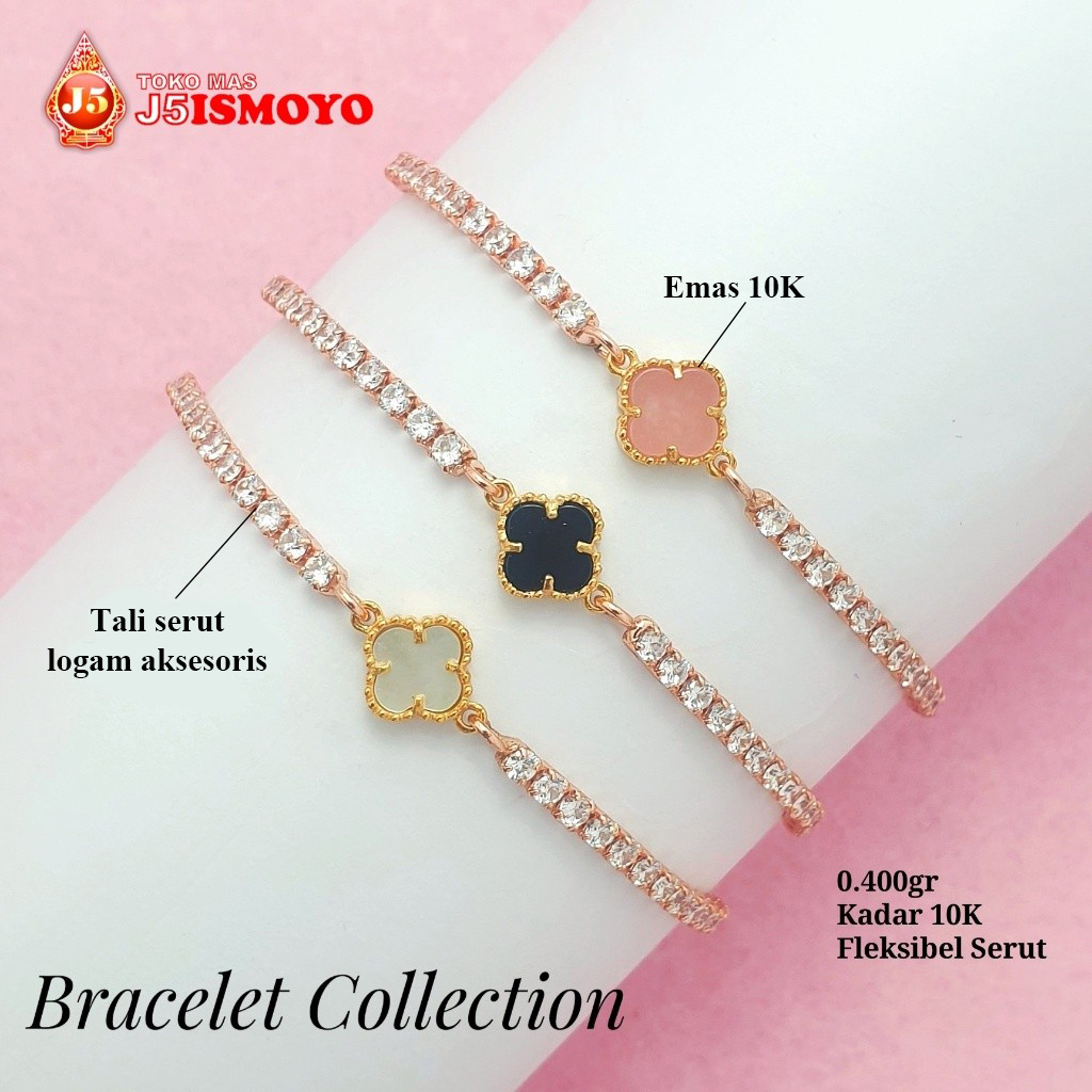 Gelang Tali Serut Kombinasi Emas Mas Clover J5 Ismoyo