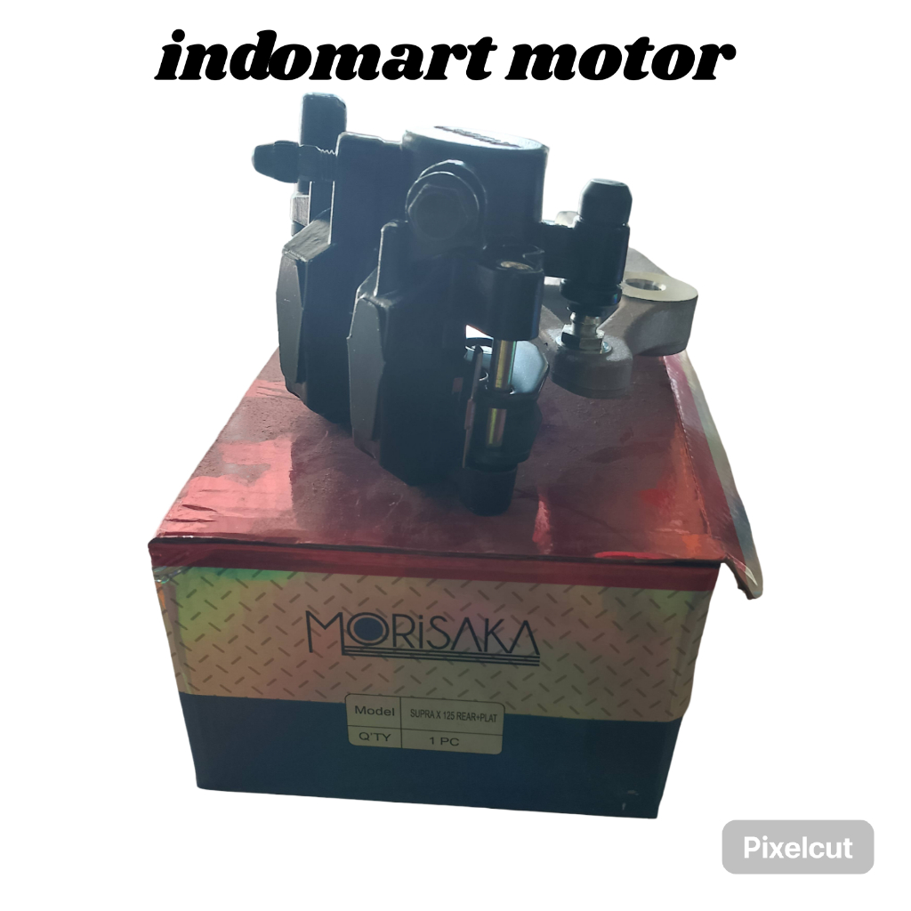 CALIPER CAKRAM DEPAN 1 SET BAWAH SUPRA X 125 REAR+PLAT MERK MORISAKA