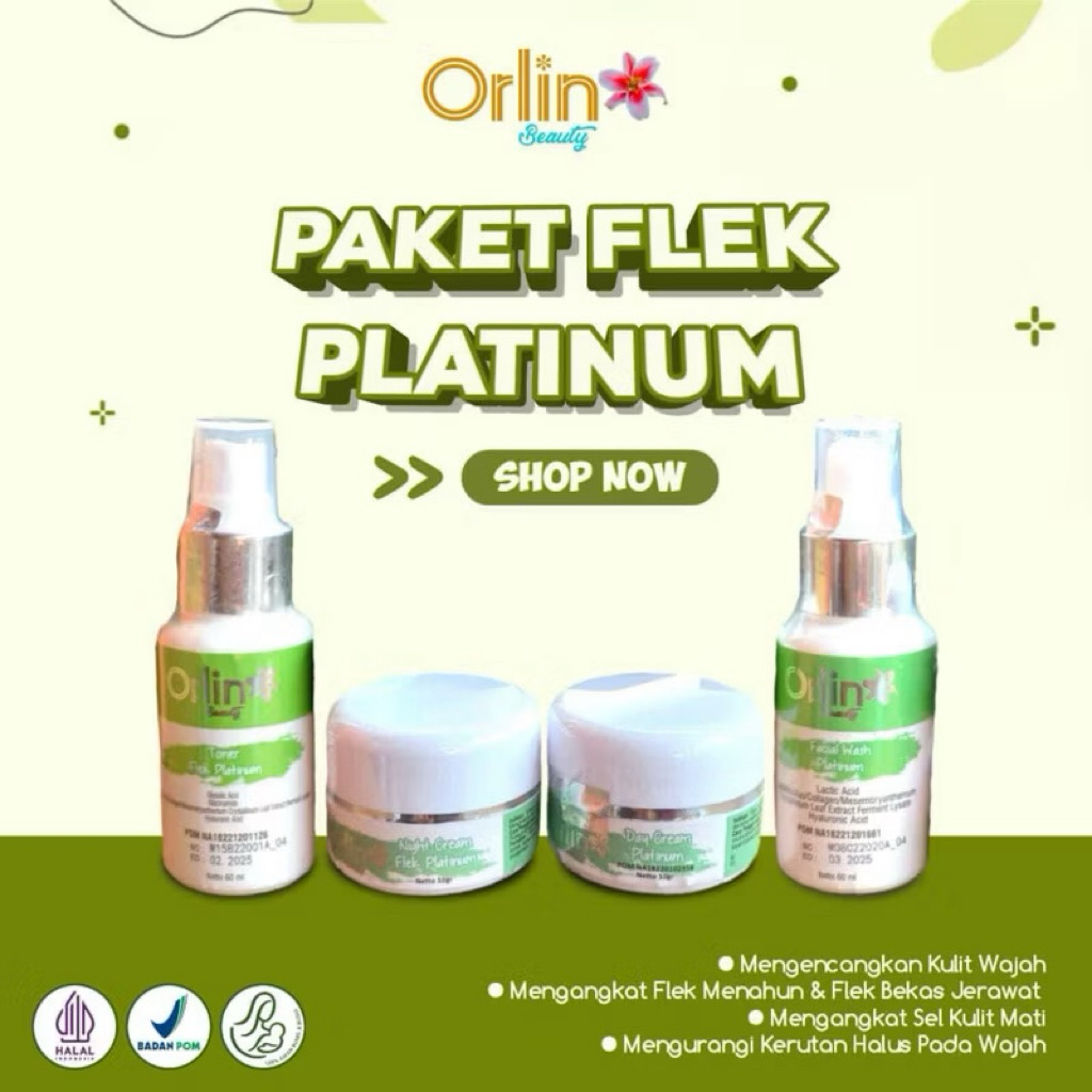 ORLIN BEAUTY SKINCARE CREAM FLEK WHITENING PLATINUM CREAM BPOM PENGHILANG FLEK BINTIK HITAM MELASMA 