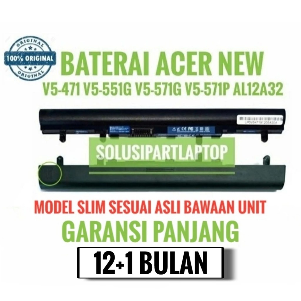 Baterai Batre Original Laptop Acer Aspire V5 V5-471 V5-471G V5-471P