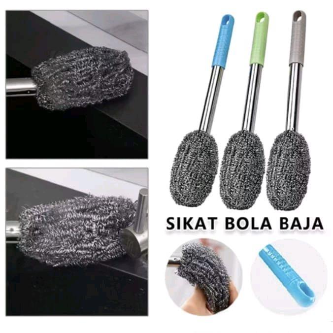 Sikat Kawat Gagang Panjang Sikat Kawat Panci Tahan Karat Pegangan Panjang