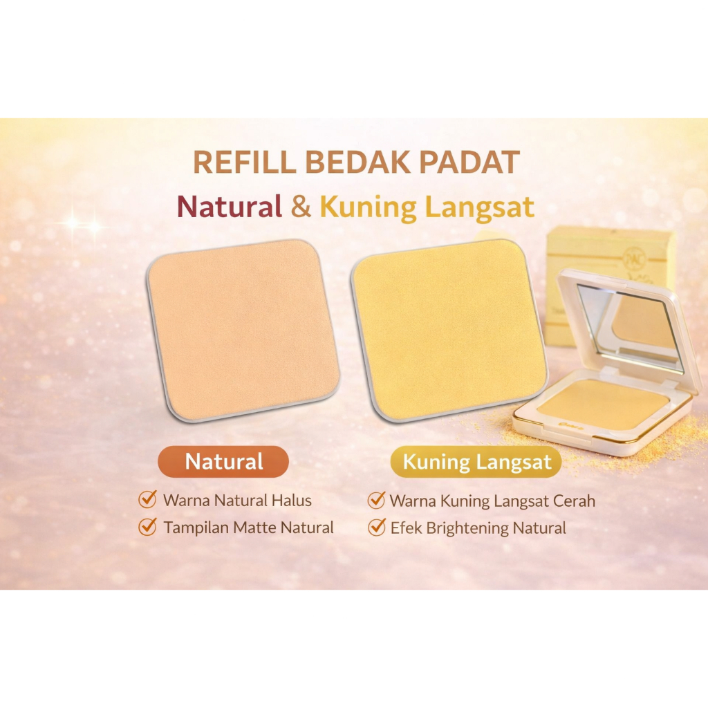 VIVA Queen Compact Refill Bedak Padat Isi Ulang Natural Kuning Langsat | Tahan Lama & Natural.