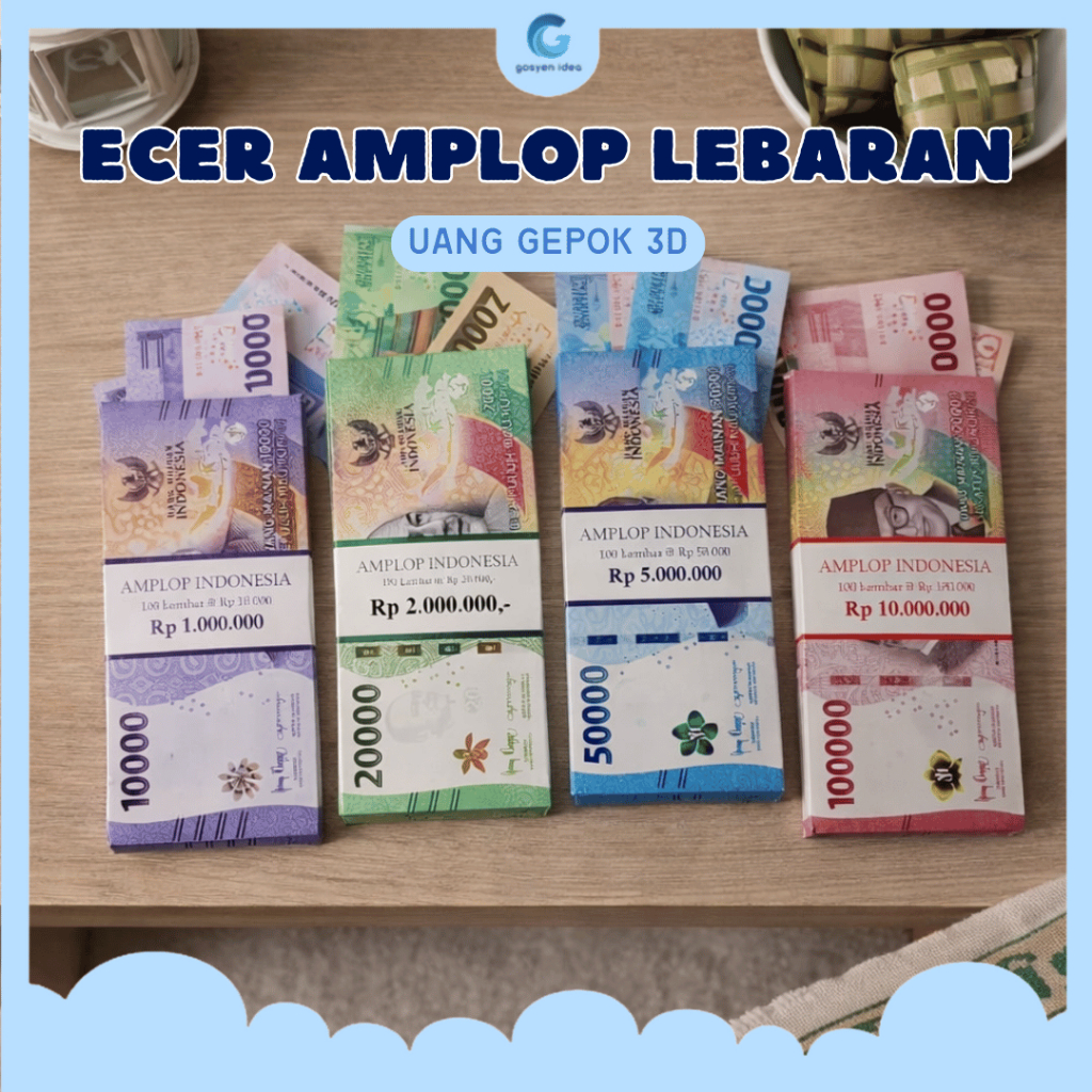 ECER Amplop Lebaran Uang Gepok 3D Unik