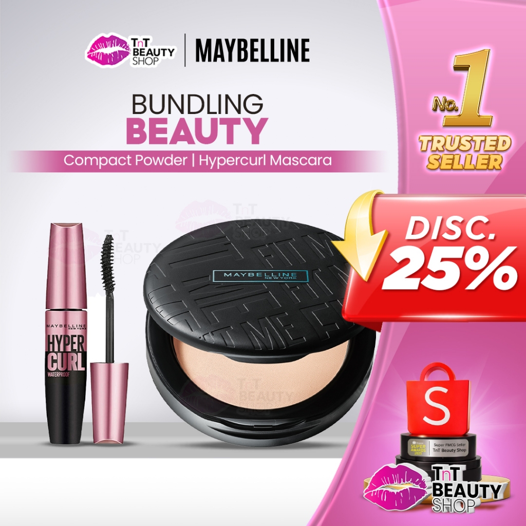 [BUNDLING] Maybelline Fit Me Matte + Poreless Compact Powder SPF 28PA+++ - HyperCurl Mascara | TnT B