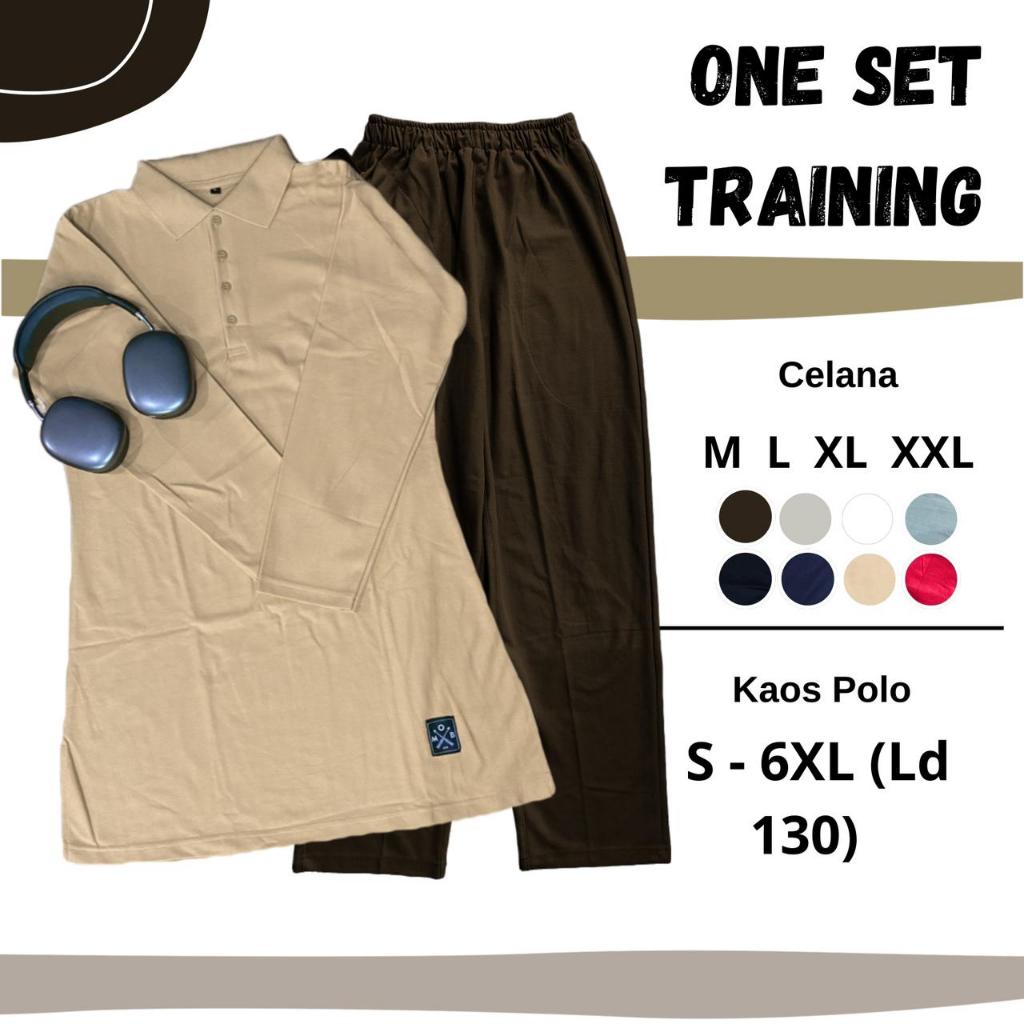 One Set Setelan Training Tunik Wanita Celana MAHOGANY + Kaos Krah
