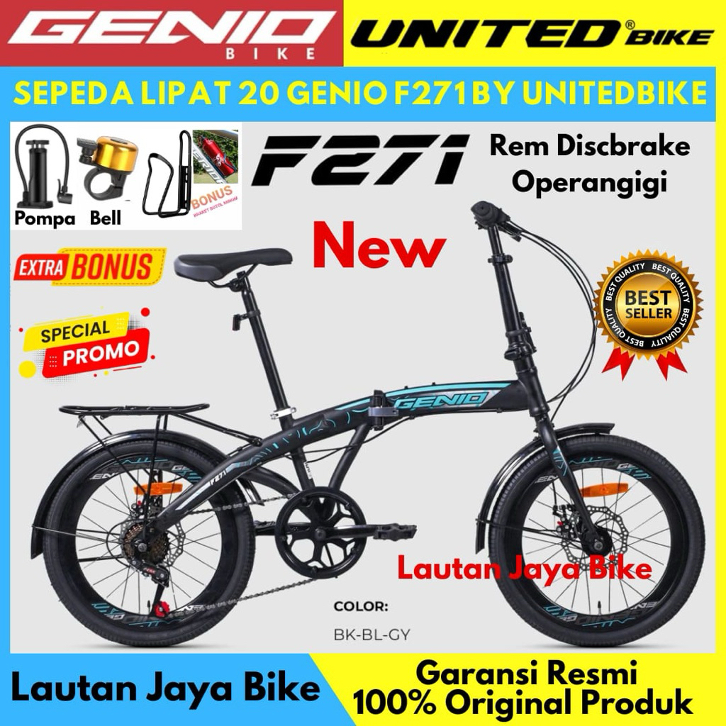 Sepeda Lipat 16 20 Genio F271 F371 Vesta By United Rem Discbrake Terbaru