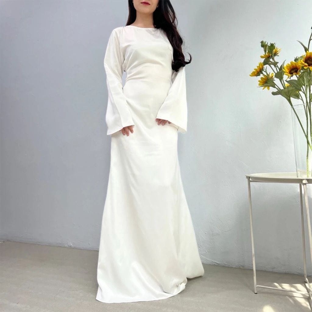 Kiana Dress | Gamis Polos Simpel | Dress Satin Kondangan | Gamis Bridesmaid Wanita Polos | Dress Sat