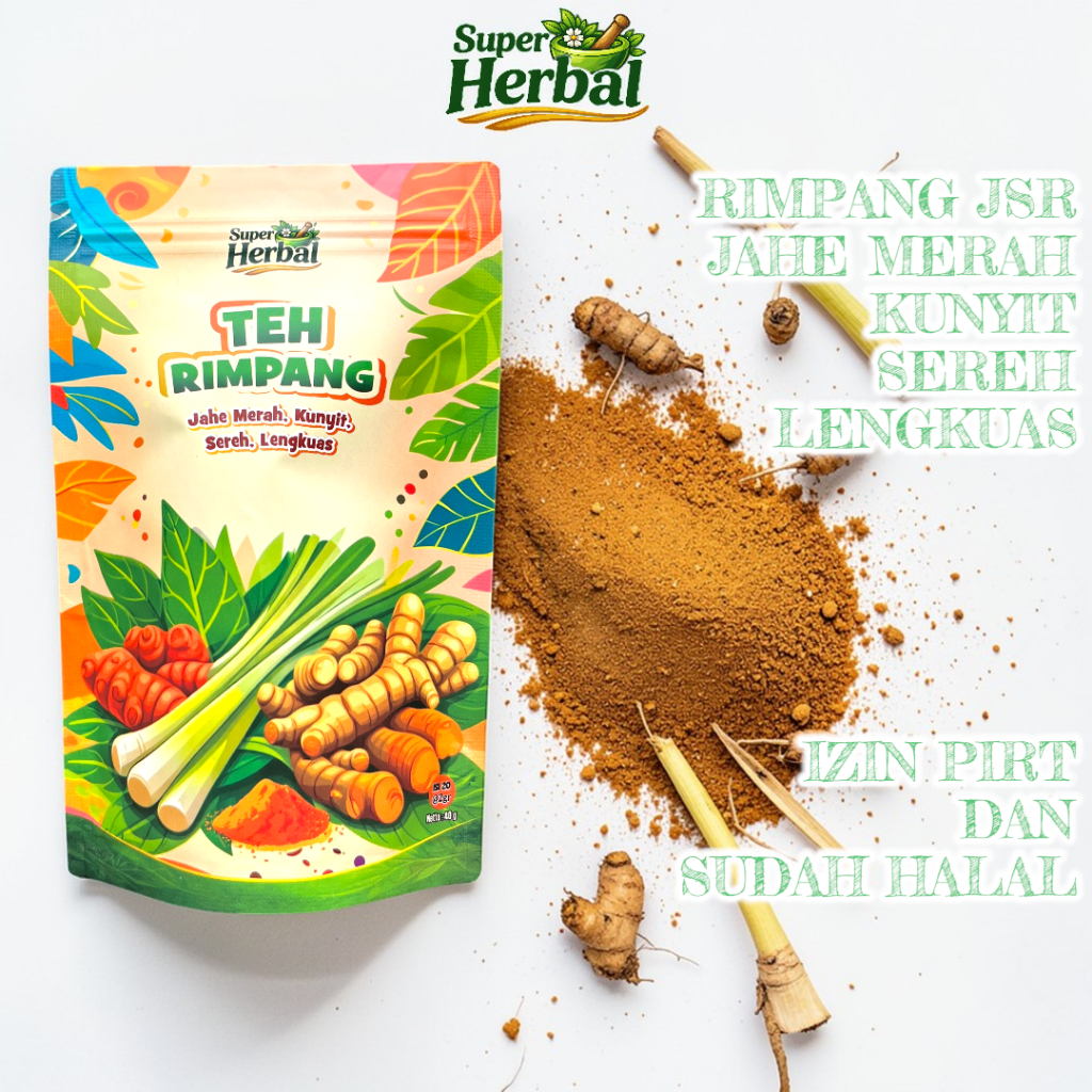Wedang Rimpang Super Herbal ala JSR - Teh Kunyit Jahemerah Lengkuas Sereh Sudah Halal - Teh Celup Mi