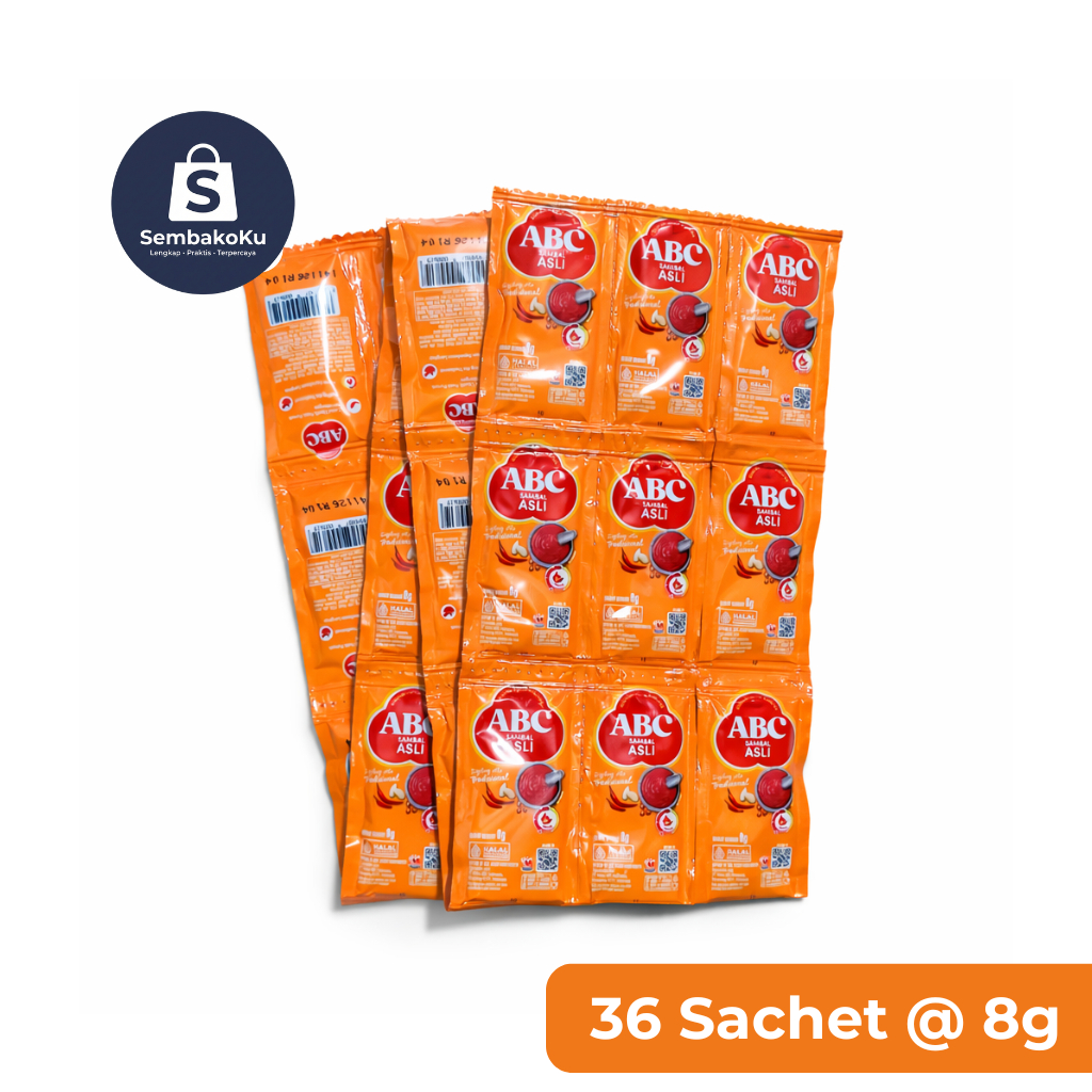 Saus Sambal ABC Asli 8gr (1 Pack Isi 36 Pcs) - Sambal Sachet Grosir