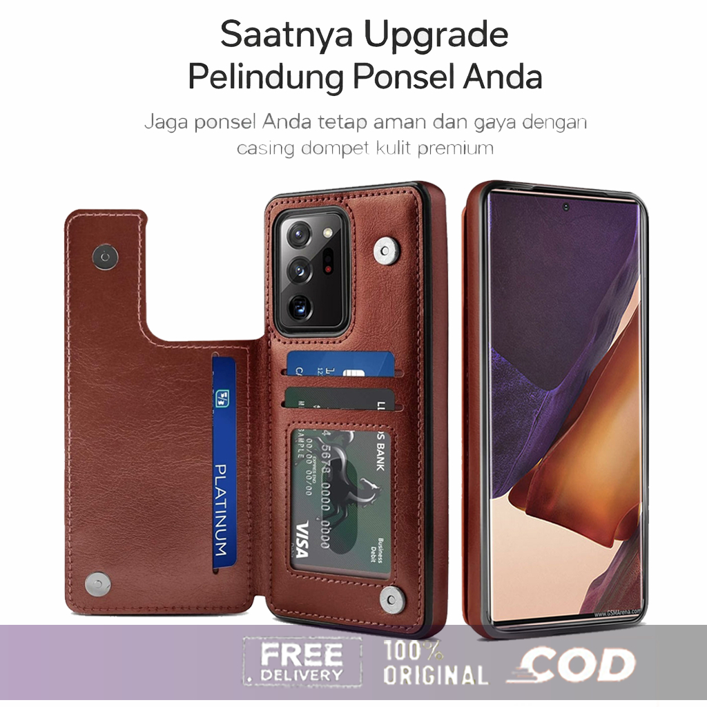 Case Samsung Note 10 10+ Note 9 Note 20 20 ULTRA dengan Tempat Kartu Casing Hp Dompet Kulit Premium