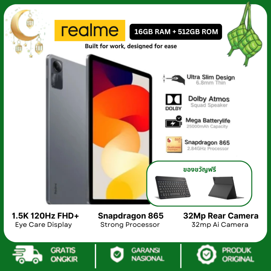 Realme Pad X LITE Andriod Tablet Snapdragon888 8GB + 256GB 10.1 Inch | Dual SIM  WiFi 2.4/5G