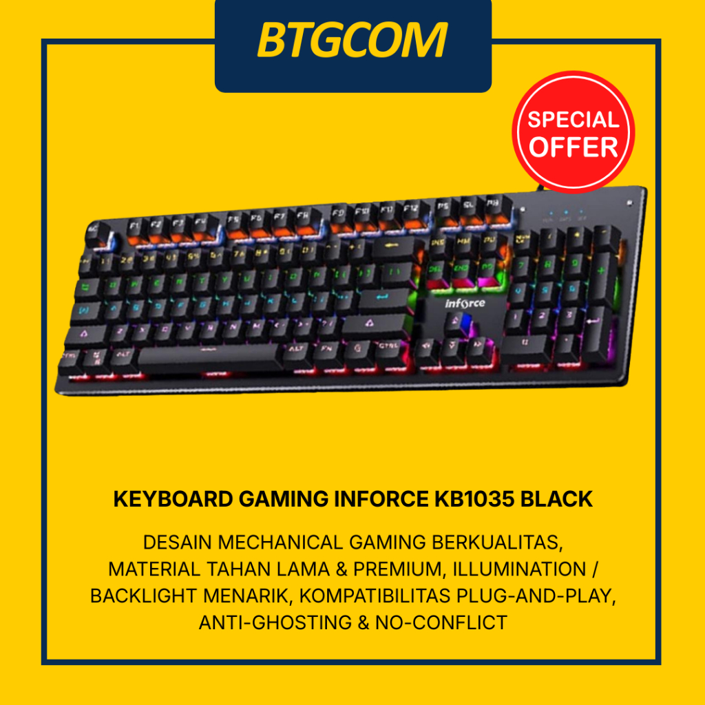 KEYBOARD INFORCE GAMING KB1035 KB-1035 BLACK MECHANICAL ILLUMINATED WIRED