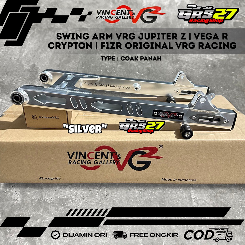 SWING ARM VRG JUPITER Z-VEGA R-CRYPTON-F1ZR SLEEP ENGINE TYPE COAK PANAH "SILVER" CAPIT UDANG ORI OR