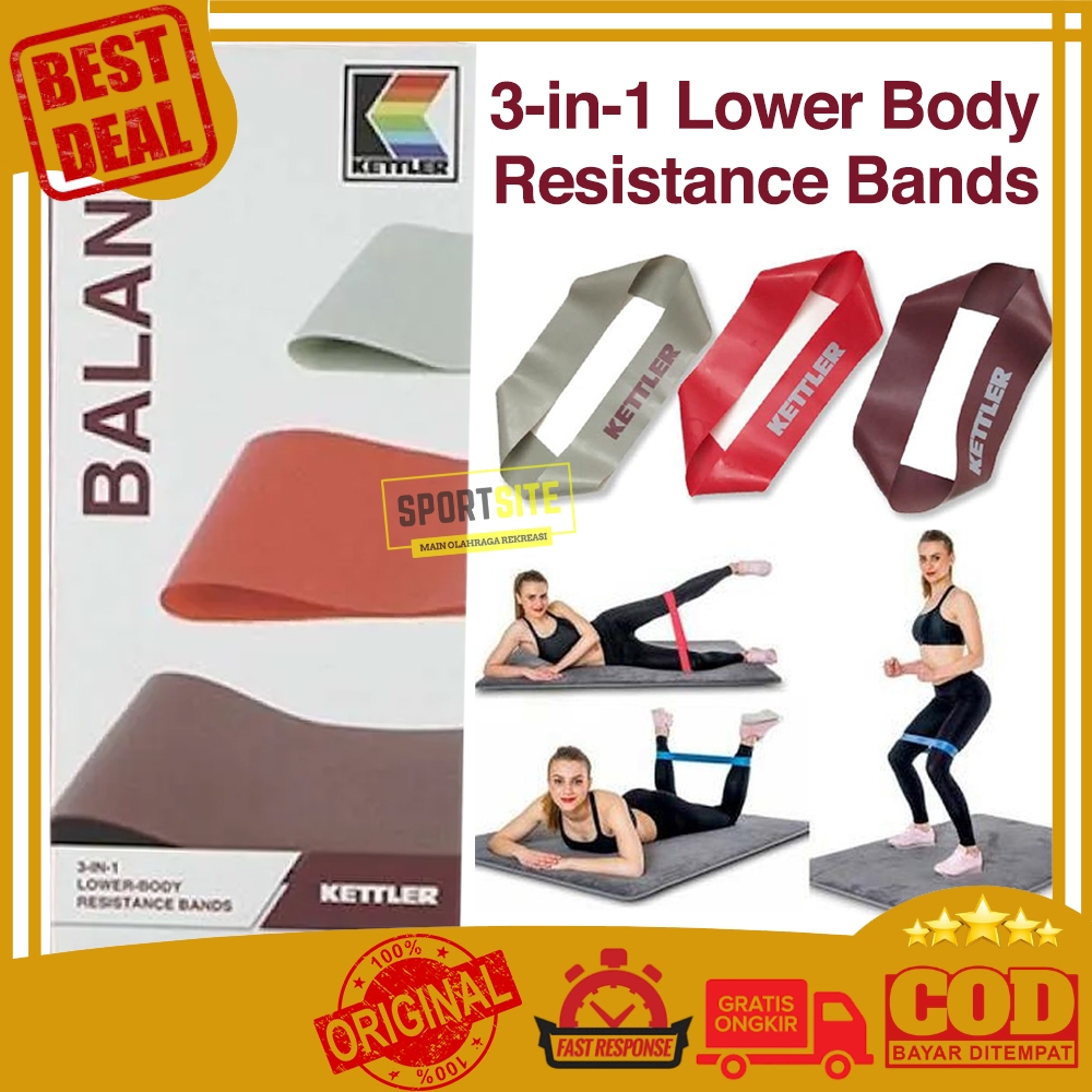 Kettler 3 in 1 Lower Body Resistance Bands Yoga Pilates Medis Medical Health Gymnastics Sport Equipm