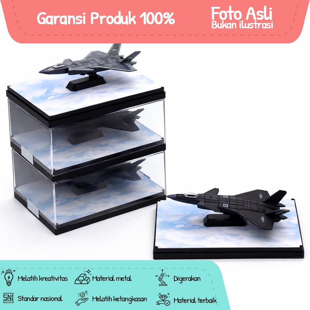 Miniatur Pesawat Tempur Stealth J20 Diecast Metal + Base Mika Susun Premium Display