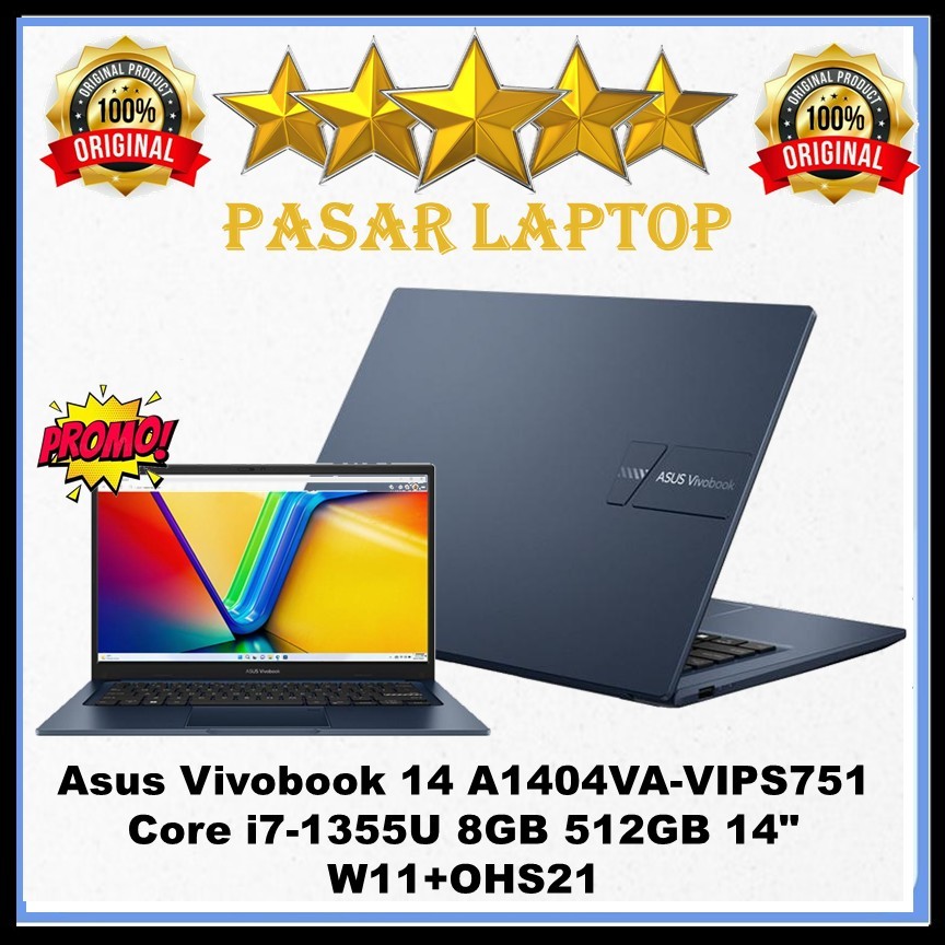 Laptop Asus Vivobook 14 A1404VA-VIPS751 Core i7-1355U 8GB 512GB 14" W11+OHS21