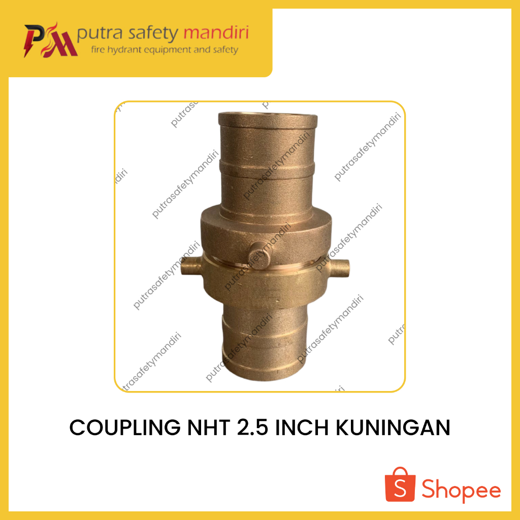 JUAL BRASS COUPLING 2.5" NHT DRAT KONEKTOR SELANG PEMADAM KUNINGAN