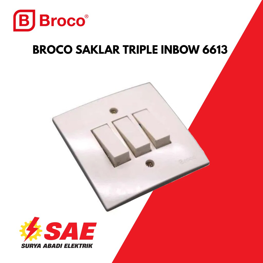 Broco IB Saklar 3 Gang Cream 6613 / Saklar Triple Inbow Broco 6613