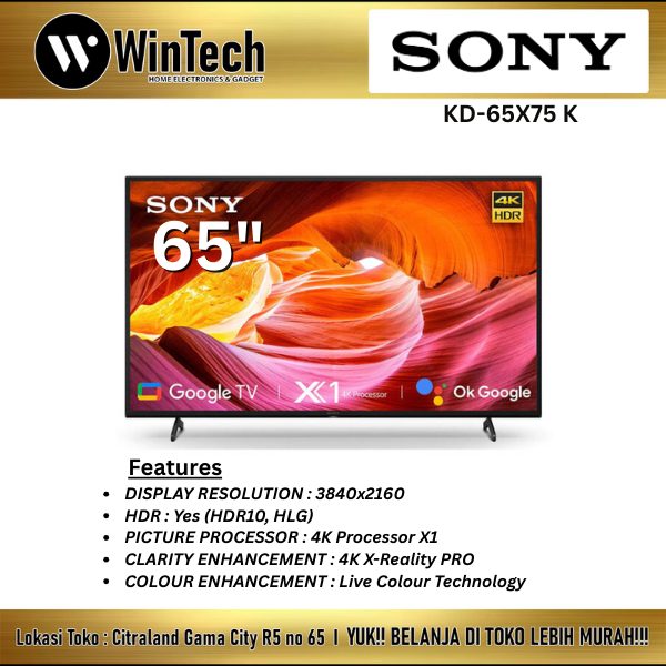 TV SONY BRAVIA 65 INCH KD65X75K 4K HDR 65X75K ANDROID TV