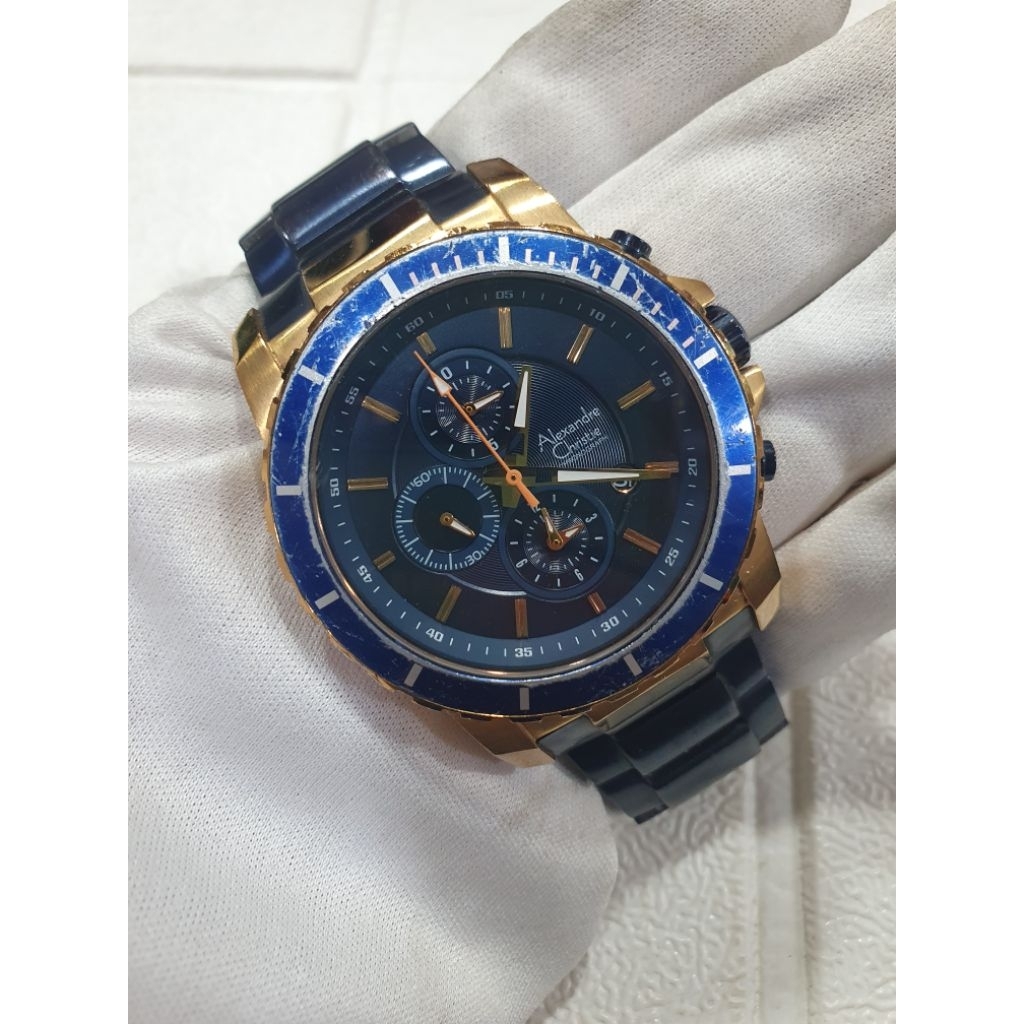 Jam Alexandre Christie 6141MC NAVY Original Pria Preloved