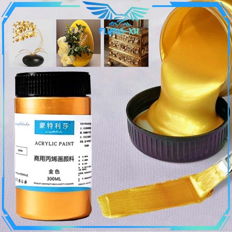 Cat Warna Akrilik 300ml Cat Metalik Gold Cat Akrilik Metalik Cat Metalik Emas Tahan Air UV Resistant
