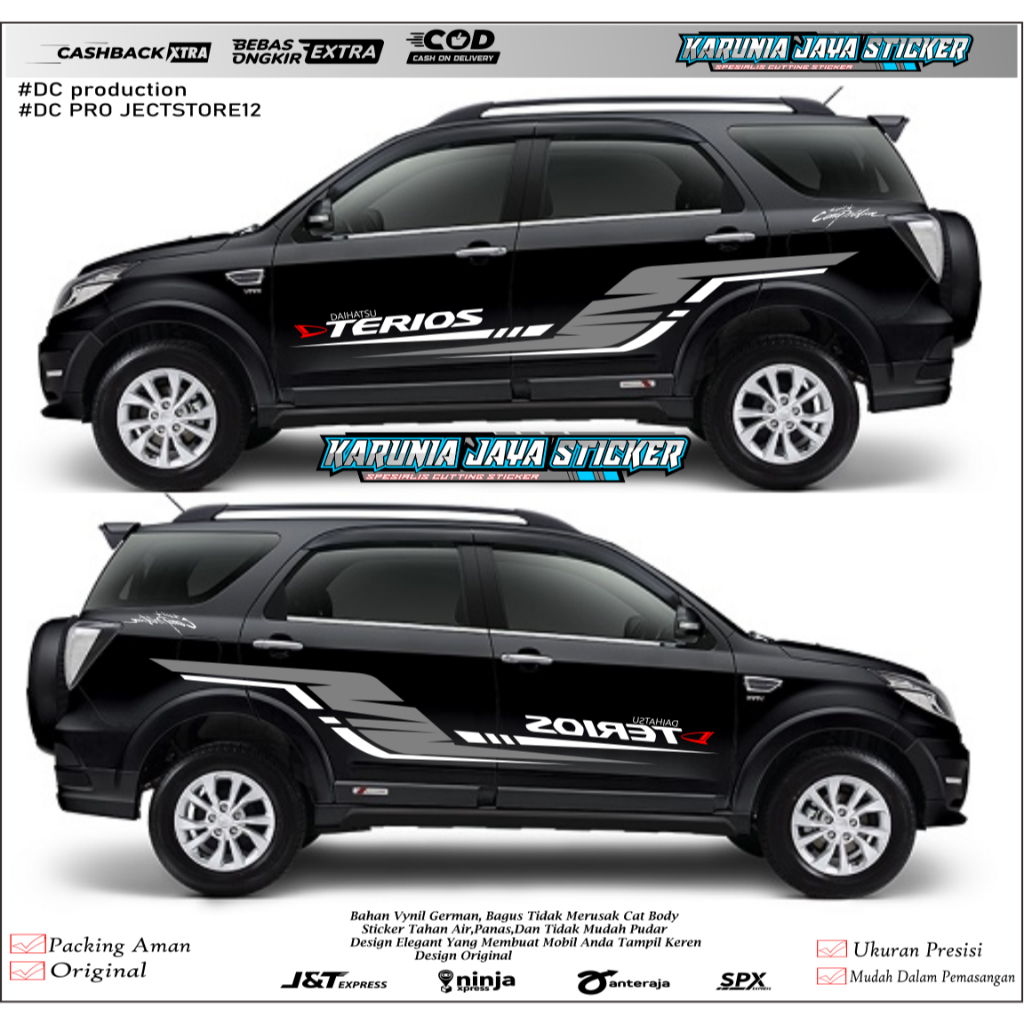Promo stiker sticker cutting mobil terios stiker mobil daihatsu Terios 2013 up terbaru