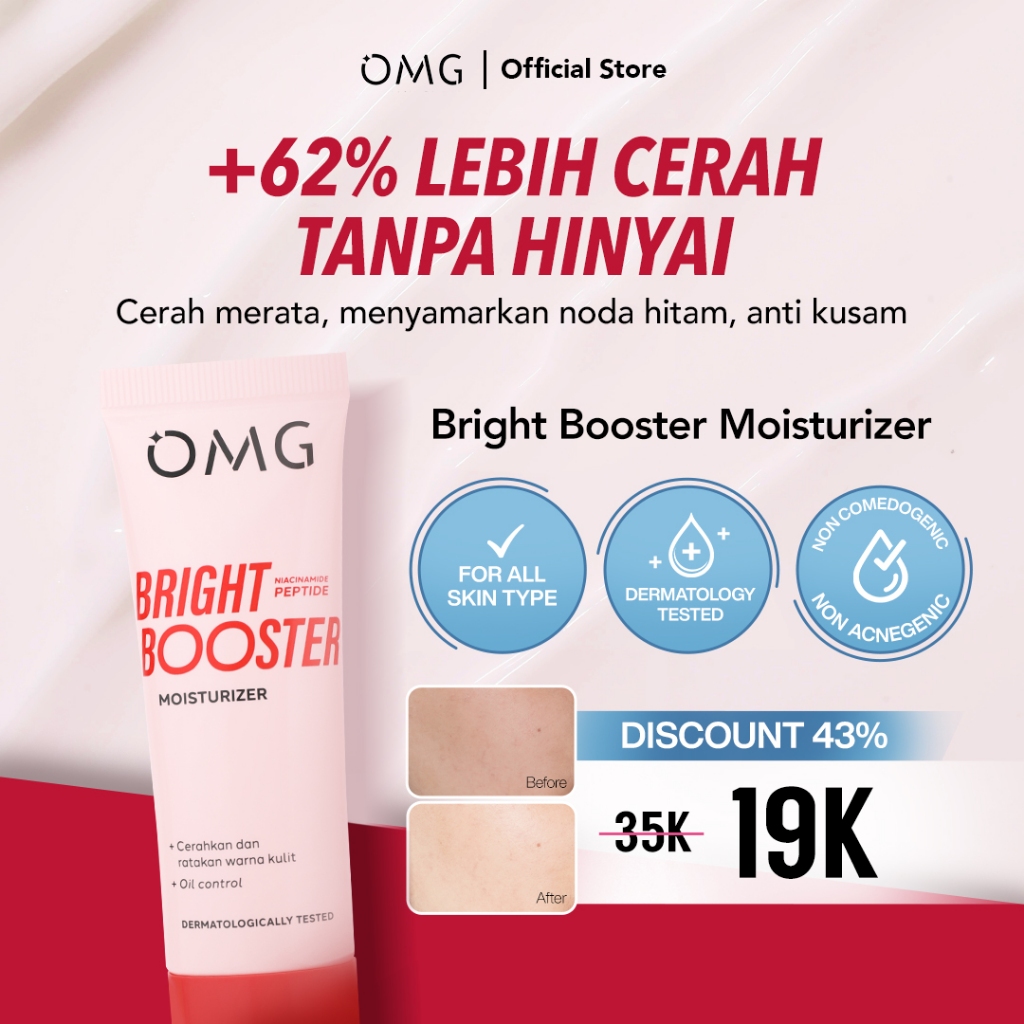 OMG Bright Booster Moisturizer 25 g -Tone Up Moisturizer - Melembabkan, Mencerahkan, dan Menjaga Ski
