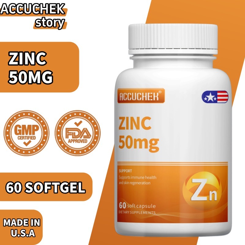 Suplemen Zinc 50 mg, Meningkatkan Sistem Kekebalan & Vitalitas Pria, 60 softgel