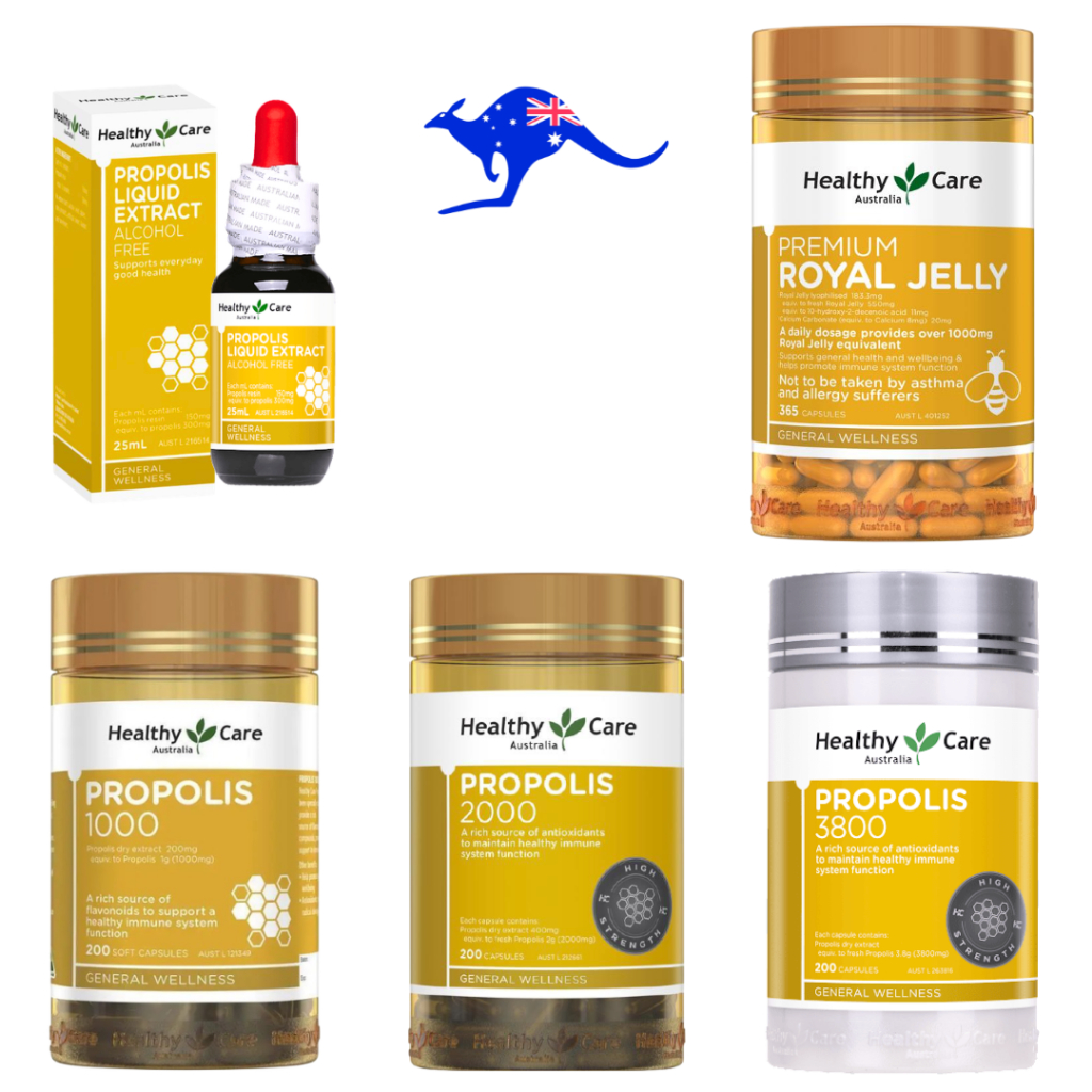 Healthy Care Propolis 1000 2000 3800 mg 200 Capsules 1000mg 2000mg 3800mg / Liquid Extract / Royal J