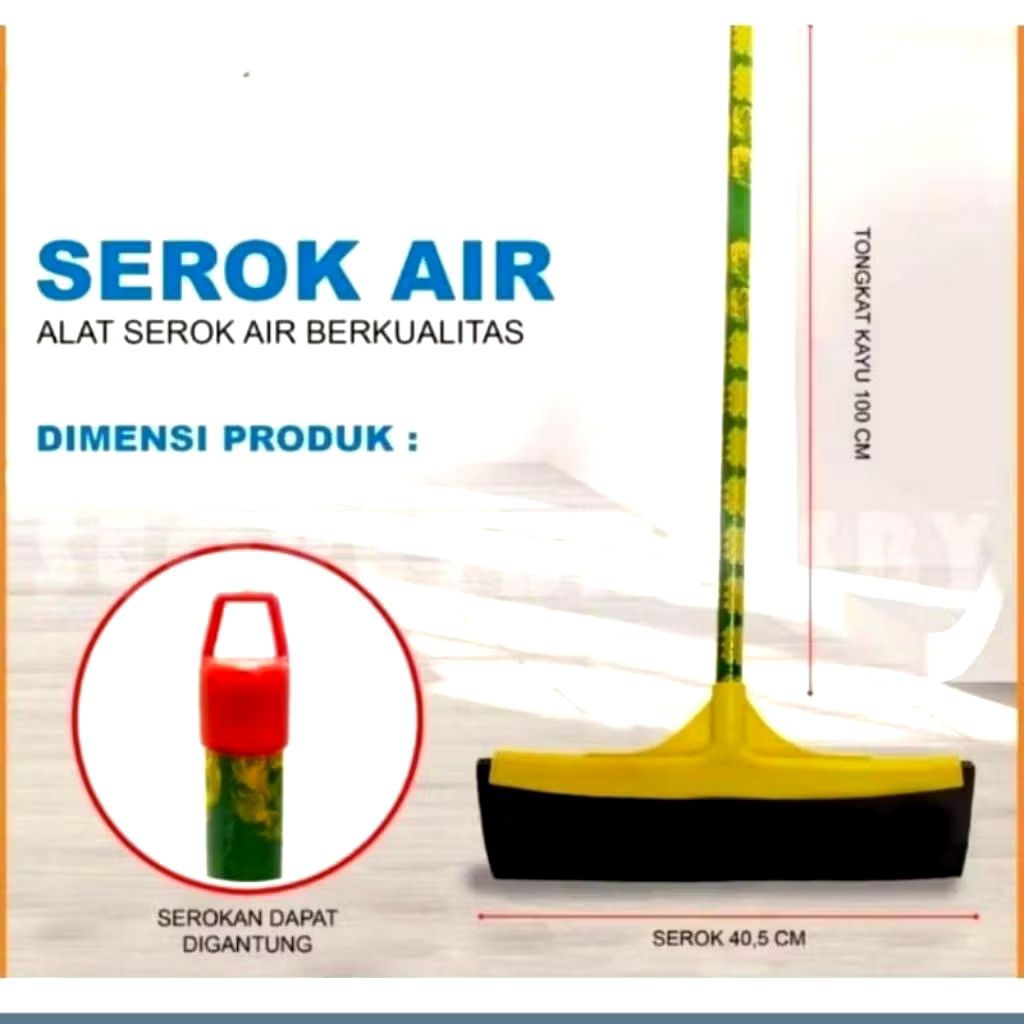 Wiper Lantai Dorongan Air Karet Pembersih Lantai/Wiper Karet Pembersih Lantai Gagang Kayu/Serok Air 
