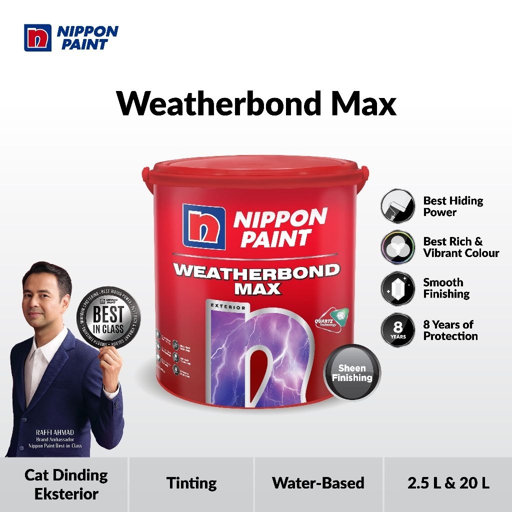 Nippon Paint Weatherbond MAX 20L - cat tembok premium dinding luar eksterior exterior